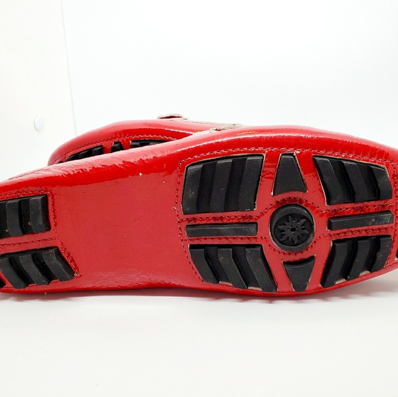 Bright Red Patent Leather Este Moccasins Made in I - Picture 6 of 8